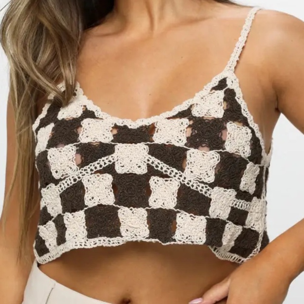 Cream Lace Crochet Blouse
